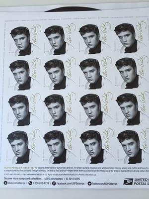 A sheet of Elvis "Forever" Stamps