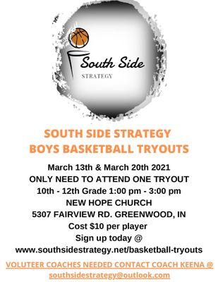 High School Boys Basketball Tryouts
March 13th & March 20th
1 pm - 3 pm