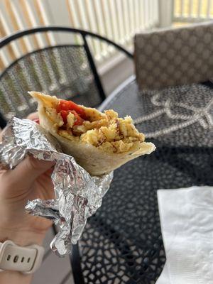 Bacon breakfast burrito