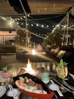 Sushi Boat, Blueberry dream (mocktail), Spritz