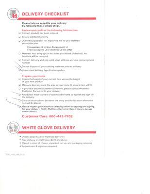 Pamphlet given out by Penneys after purchase.