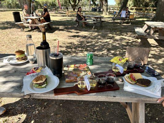 Picking up our wine club wines and having delicious burgers!!!!