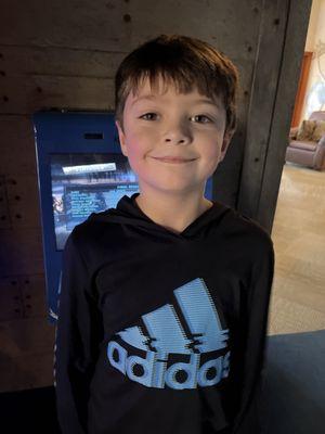 My son in the gaming area.