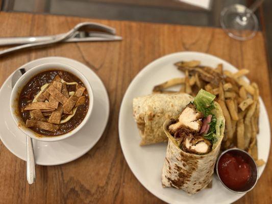 Beef stew  Fried chicken wrap