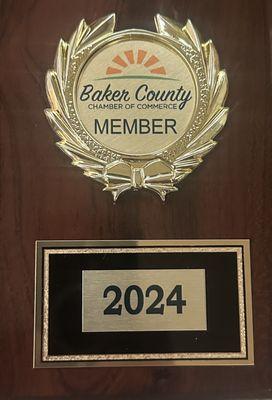 Proud member of the Baker County Chamber of Commerce