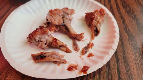 Broken bones inside some of the wings