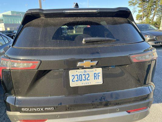 Filthy dirty rental car given to me.