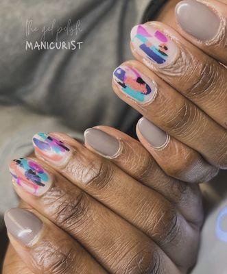 Gel Polish Manicure + Almond Nail Shaped + Art