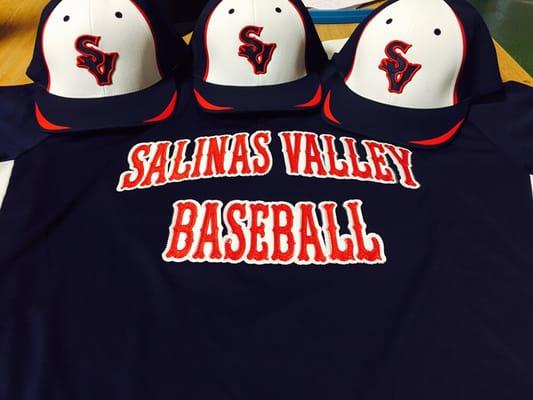 Tackle Twill front Salinas Valley Baseball Jersey with SV 3D Puff Hats.