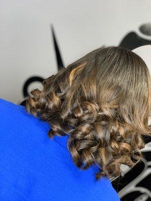 Silk press with curls