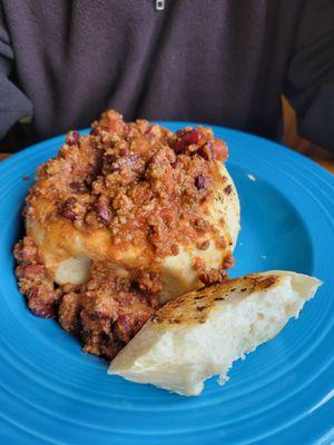 Chili in sourdough Bread Bowl