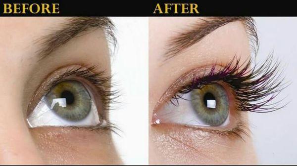 Eyelash extensions before and after
