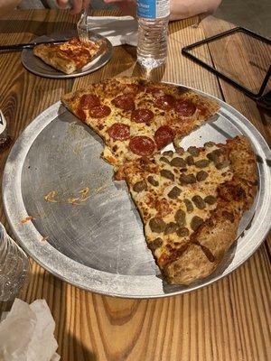 Half pepperoni and sausage