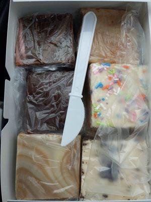 Amaretto Chocolate, Butterfinger, Root Beer Float, Birthday Cake, Chocolate Peanut Butter, Cookies and Creme