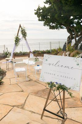 Easel, arch, rug and small table all provided by Affairs of the Heart