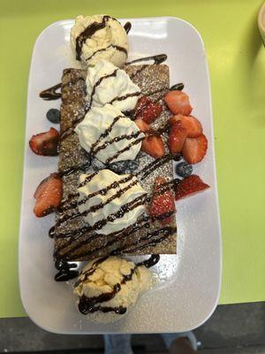 Nutella crape with ice cream and fruit!