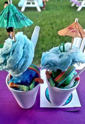 Bubble gum snow cone with candy