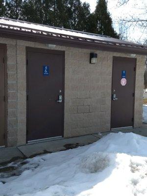 Male and female showers.