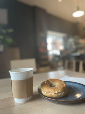 Bagel & cream cheese with cafe au lait 3