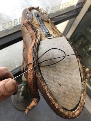 ..... re-welting Dan Post cowboy boots 270 degrees around ... by Matt ....