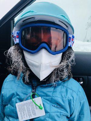 Happy Son skiing with rented gear