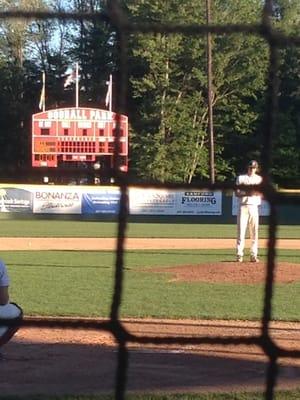 Enjoying a play off game with the Mainers , Sis & nephews!