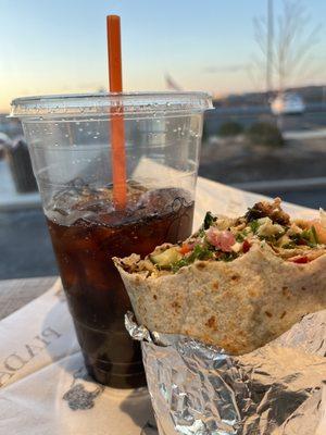 Mediterranean piada and soft drink
