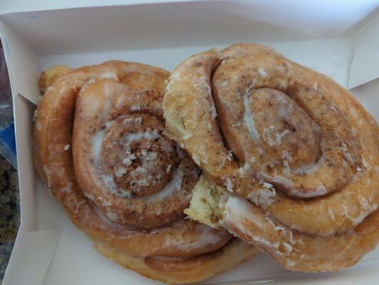 I'm in love with cinnamon rolls and had to have one, but bought 2, lol. Even took one bite before getting home, they were delicious !!!