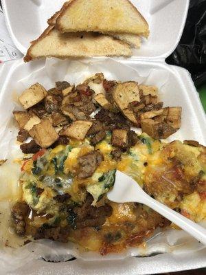 Veggie and Sausage Omelette w/ homemade Potato Onion and Bell pepper