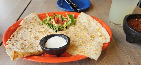 Quesadilla with a little bit of pico de gallo.