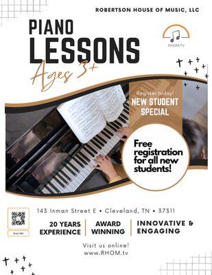 FREE registration for all new students! Reserve your time today. Ages 3+, beginner to advanced.
www.RHOM.tv