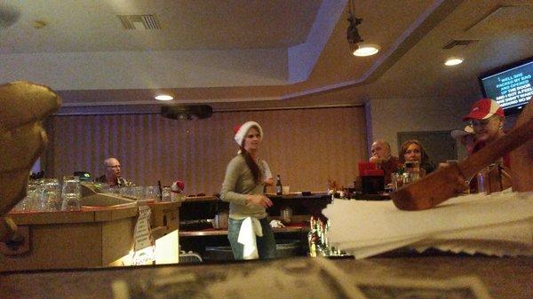 Donna is bartending tonight. Karoke kicking too!