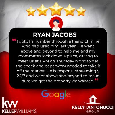 "Ryan Jacobs' 5-Star Review on Kelly Antonucci Group's Google Business Profile. "