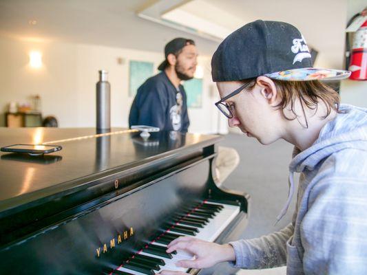 Piano and vocal practice.