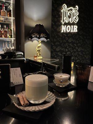 Cocktail take on a matcha latte - delicious!