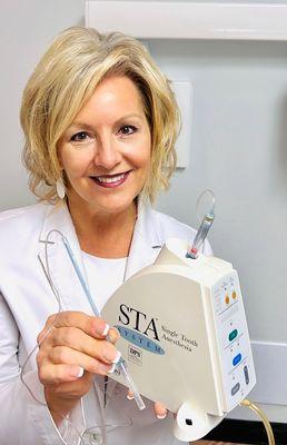 Our Wand® anesthesia system delivers precise, gentle numbing for a more comfortable, stress-free dental experience.