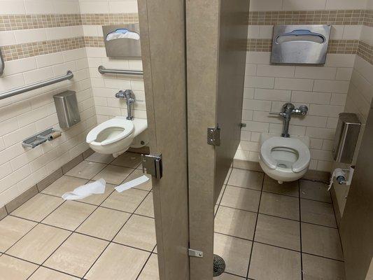 No toilet paper in either restroom