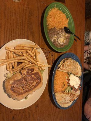 Asada Torta Rice and Beans Quesadillas de Asasa