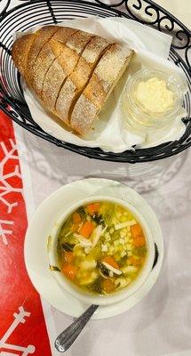 Chicken Escarole and fresh Bread