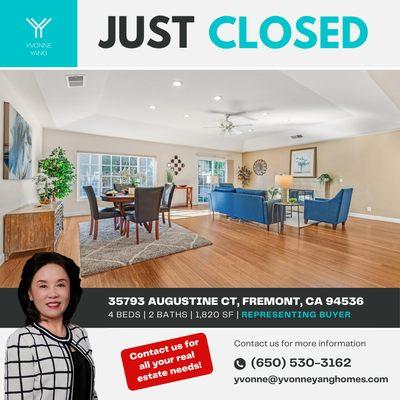 first of many this year! We are ready to help you with your needs for 2023.
-
(650) 530-3162
yvonne@yvonneyanghomes.com
www.y