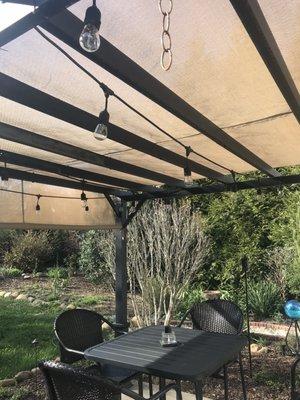 Repaired awning installed.