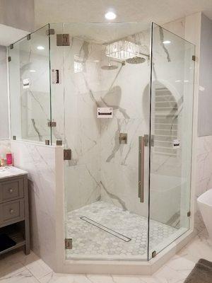 Frameless shower Doors.