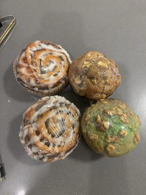 cinnamon rolls and muffins