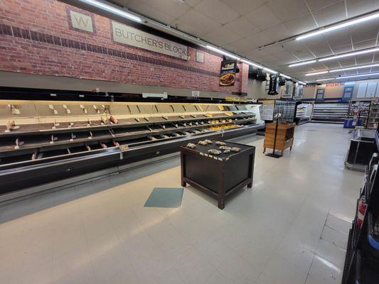 More empty shelves. Even worse now. Not open on weekends, only takes cash.