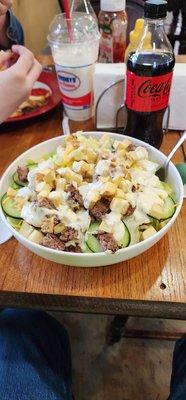 This is the cheeseburger salad and it's amazing
