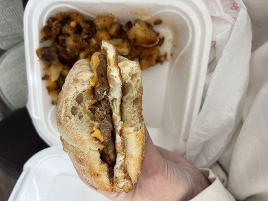 Hot Sausage Breakfast Sandwich