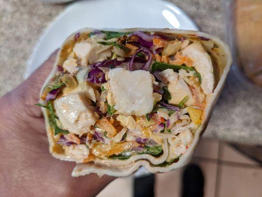 Spicy kimchi chicken wrap - NO kimchi, but (thankfully) no cilantro!!