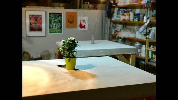 Tranquil sculpting tables.