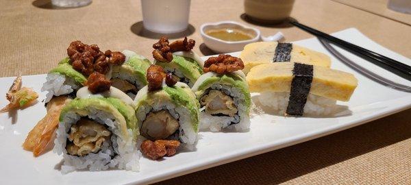 Walnut Dragon Roll and Tamago