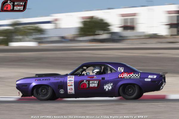 JCG owner, Cris Gonzalez on track, at speed at Las Vegas Motor Speedway for the OPTIMA Ultimate Street Car Invitational
